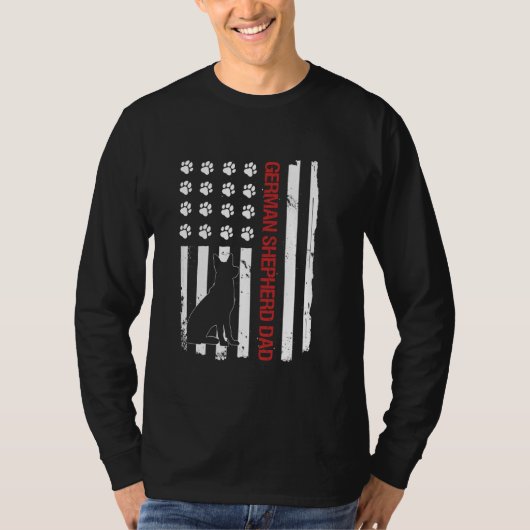 ドイツの羊飼いパパアメリカ国旗の犬愛好家 Tシャツ (正面)