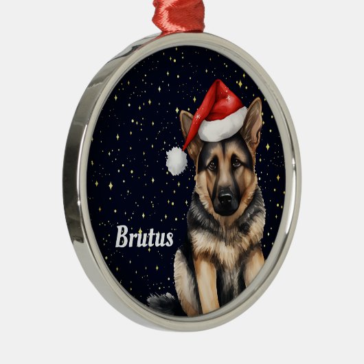 ドイツの羊飼いパーソナライズされたのクリスマス飾り メタルオーナメント (右)