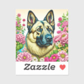 ドイツの羊飼いピンクの花Ai Art シール (シート)