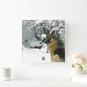 ドイツの羊飼いフォトウォール時計 スクエア壁時計 (ホーム)