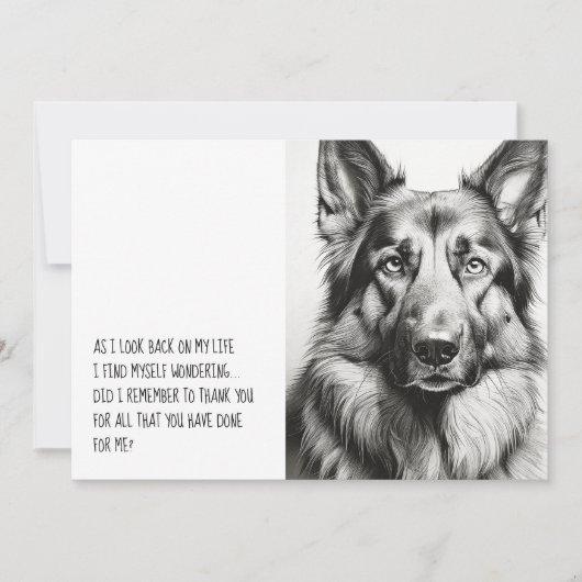 ドイツの羊飼いブラックシルエット サンキューカード (正面)