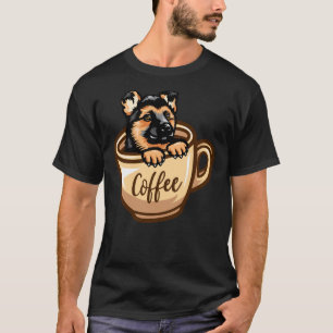 ドイツの羊飼いブラックポートレートヘッドベクトル Tシャツ