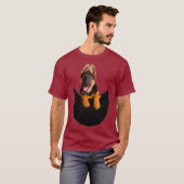 ドイツの羊飼いポケットの子犬かわいい愛犬家 Tシャツ (正面フル)