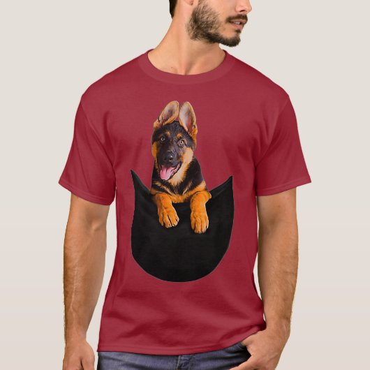 ドイツの羊飼いポケットの子犬かわいい愛犬家 Tシャツ (正面)
