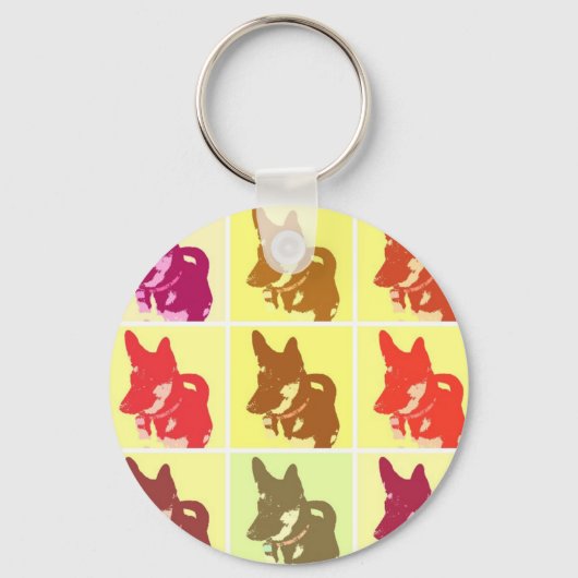 ドイツの羊飼いポップアート キーホルダー (正面)
