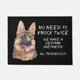 ドイツの羊飼いポートレート2回ノックする必要はない ドアマット