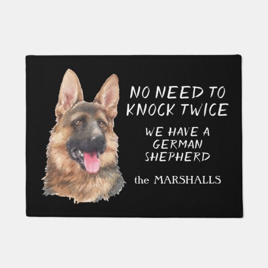 ドイツの羊飼いポートレート2回ノックする必要はない ドアマット (正面)