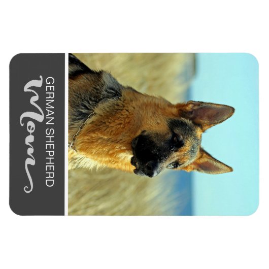 ドイツの羊飼いママが犬の写真を挿入 マグネット (横)