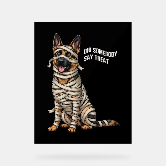 ドイツの羊飼いミイラのハロウィーン犬 アクリルサイン (正面)