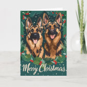 ドイツの羊飼いメリークリスマスパーソナライズされた シーズンカード (正面)