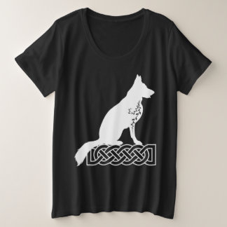 ドイツの羊飼いロキ・セーラーズノット・ホワイト プラスサイズTシャツ