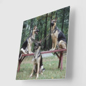 ドイツの羊飼い三人が壁時計をポーズ付け スクエア壁時計 (傾斜)