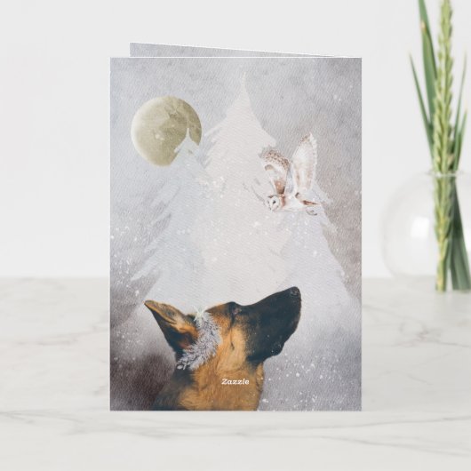 ドイツの羊飼い冬の水の色の風景ウィムシー シーズンカード (裏面)