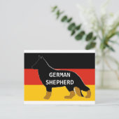 ドイツの羊飼い名silhouette on flag bicolor.pn ポストカード (スタンド正面)