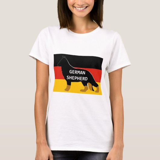 ドイツの羊飼い名silhouette on flag bicolor.pn tシャツ (正面)
