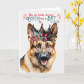 ドイツの羊飼い女王のデイおもしろい誕生日 カード (黄色い花)