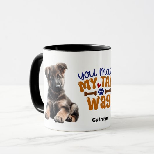 ドイツの羊飼い子犬あなたが私の尾を振る マグカップ (正面左)