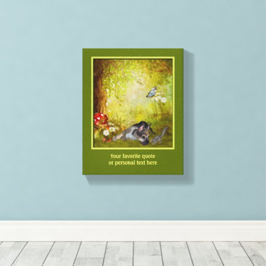 ドイツの羊飼い子犬あなたの独自の文字を追加 キャンバスプリント (インサイチュ (ウッドフロア))