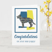 ドイツの羊飼い子犬おめでとうございます カード (黄色い花)