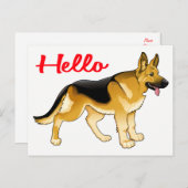 ドイツの羊飼い子犬こんにちは考え、あなた ポストカード (正面/裏面)