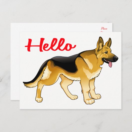 ドイツの羊飼い子犬こんにちは考え、あなた ポストカード (正面/裏面)
