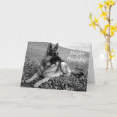 ドイツの羊飼い子犬のハッピーバースデーカード カード (黄色い花)