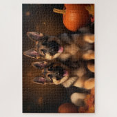 ドイツの羊飼い子犬オータムデライトカボチャ ジグソーパズル (縦)