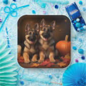 ドイツの羊飼い子犬オータムデライトカボチャ ペーパープレート (パーティー)