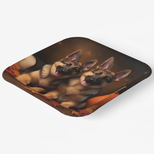 ドイツの羊飼い子犬オータムデライトカボチャ ペーパープレート (傾斜あり)