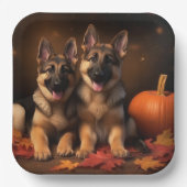 ドイツの羊飼い子犬オータムデライトカボチャ ペーパープレート (正面)