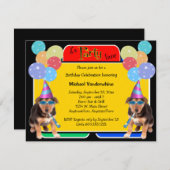 ドイツの羊飼い子犬誕生日バーカー 招待状 (正面/裏面)