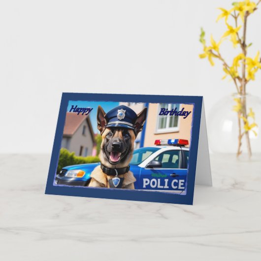 ドイツの羊飼い将校の少年の誕生日カード カード (黄色い花)