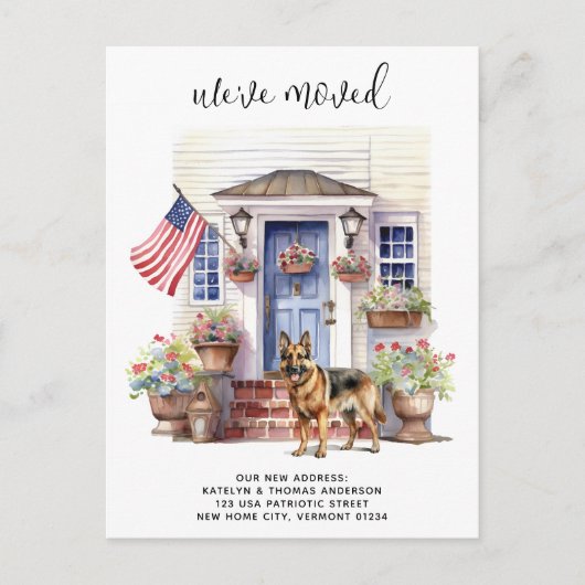 ドイツの羊飼い愛国犬パーソナライズされた移動 案内ポストカード (正面)