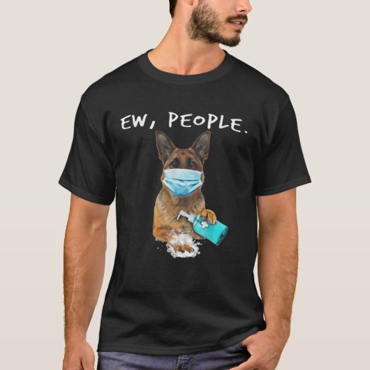 ドイツの羊飼い新人犬顔マスク Tシャツ (正面)