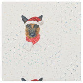 ドイツの羊飼い水彩犬がクリスマスを育てる ファブリック (クローズアップ)