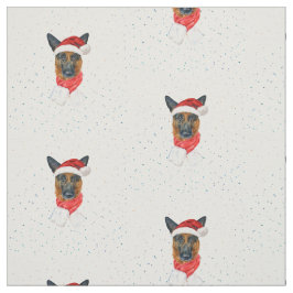 ドイツの羊飼い水彩犬がクリスマスを育てる ファブリック