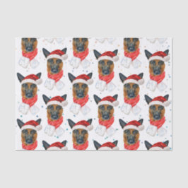 ドイツの羊飼い水彩犬がクリスマスを育てる 薄葉紙