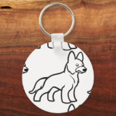 ドイツの羊飼い漫画の白 キーホルダー (正面)