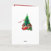 ドイツの羊飼い犬がクリスマスツリーに横たわる ノートカード (裏面)