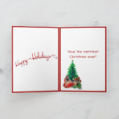 ドイツの羊飼い犬がクリスマスツリーに横たわる ノートカード (内部)