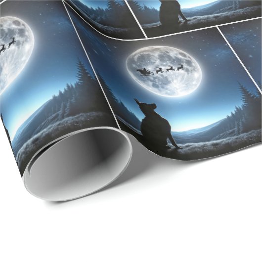 ドイツの羊飼い犬がサンタを見る ラッピングペーパー (ロールコーナー)