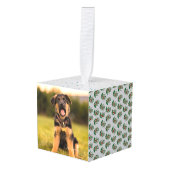 ドイツの羊飼い犬が写真を選んでクリスマスに名前を付ける キューブオーナメント (正面アングル)