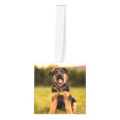 ドイツの羊飼い犬が写真を選んでクリスマスに名前を付ける キューブオーナメント (正面)