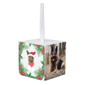 ドイツの羊飼い犬が写真を選んでクリスマスに名前を付ける キューブオーナメント (裏面アングル)