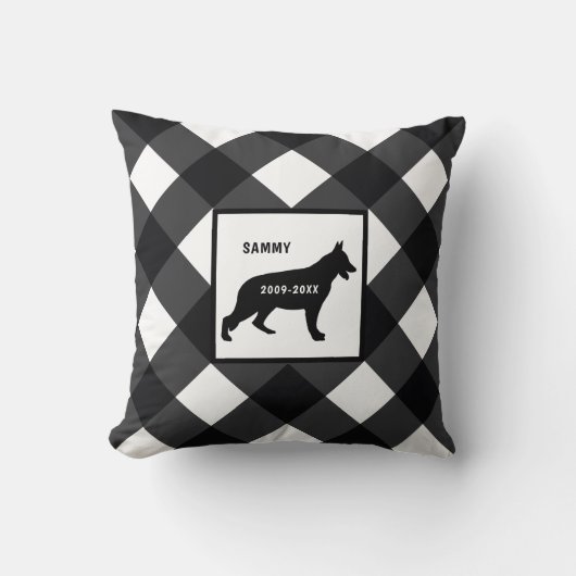 ドイツの羊飼い犬が水牛を育てるチェック記念 クッション (正面)