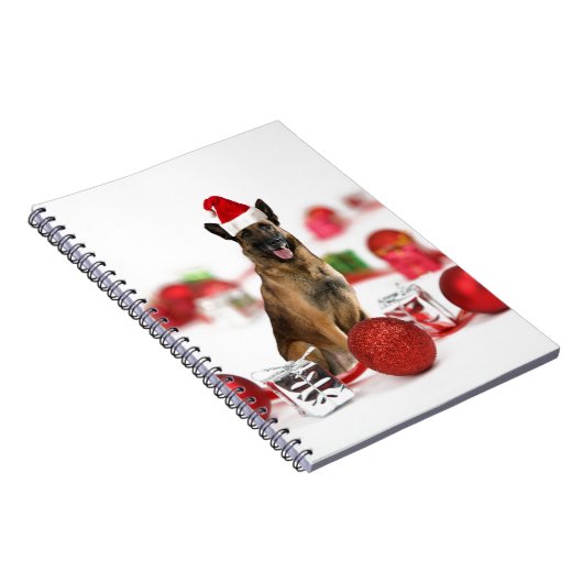 ドイツの羊飼い犬とクリスマスプレゼントSanta Hat ノートブック (右側)