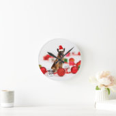 ドイツの羊飼い犬とクリスマスプレゼントSanta Hat ラウンド壁時計 (ホーム)