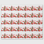 ドイツの羊飼い犬とクリスマスプレゼントSanta Hat ラッピングペーパー (フラット)