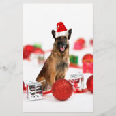 ドイツの羊飼い犬とクリスマスプレゼントSanta Hat 便箋 (正面)