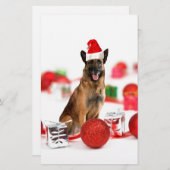 ドイツの羊飼い犬とクリスマスプレゼントSanta Hat 便箋 (正面/裏面)